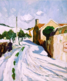 village sous la neige